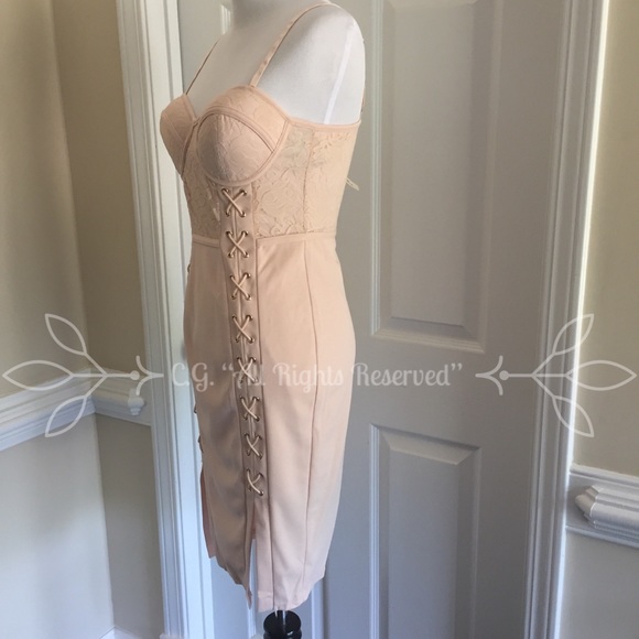 Nude Lace Panel Bustier Dress Size S - Picture 6 of 8